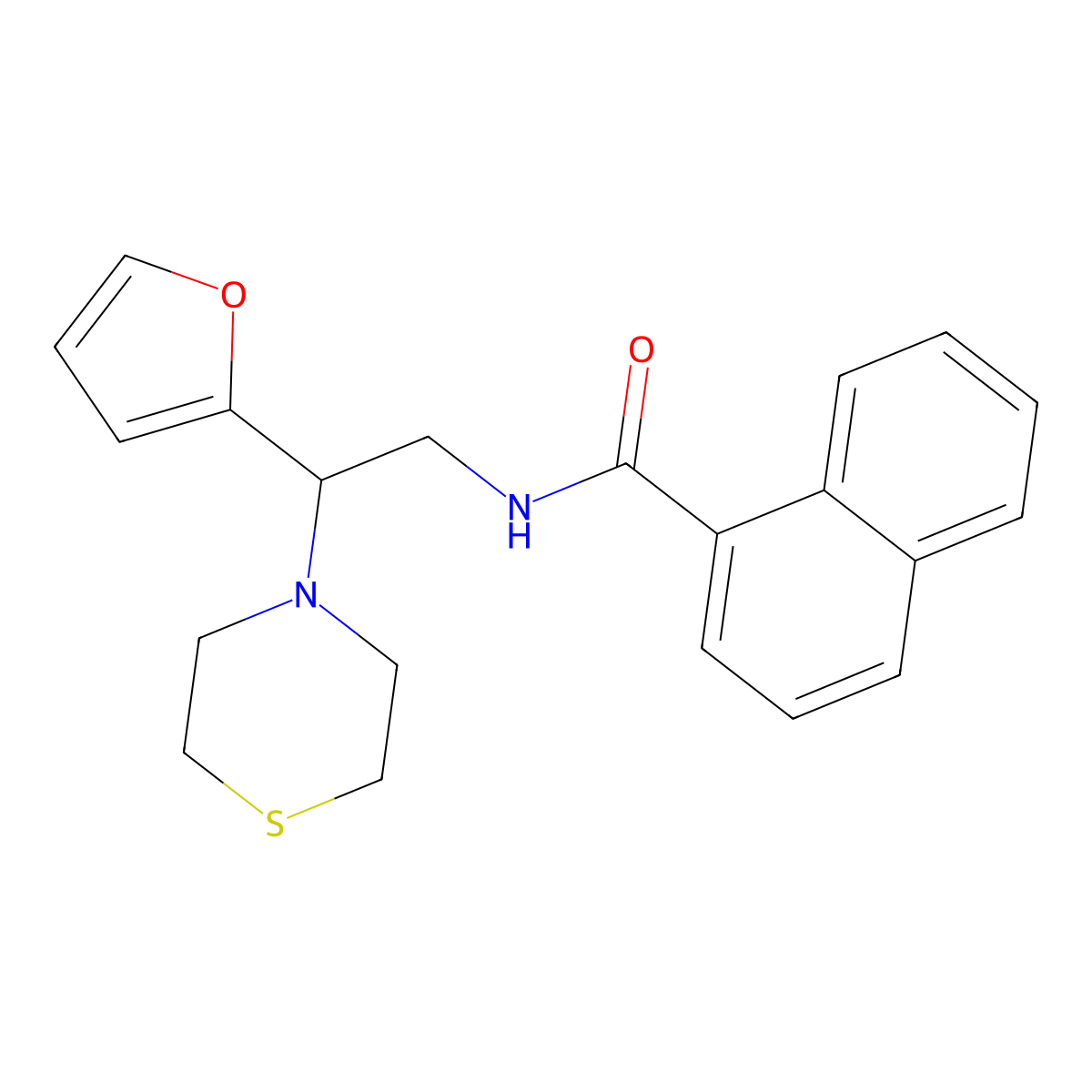 N-(2-(furan-2-yl)-2-thiomorpholinoethyl)-1-naphthamide molecular structure, CAS 2034398-62-2