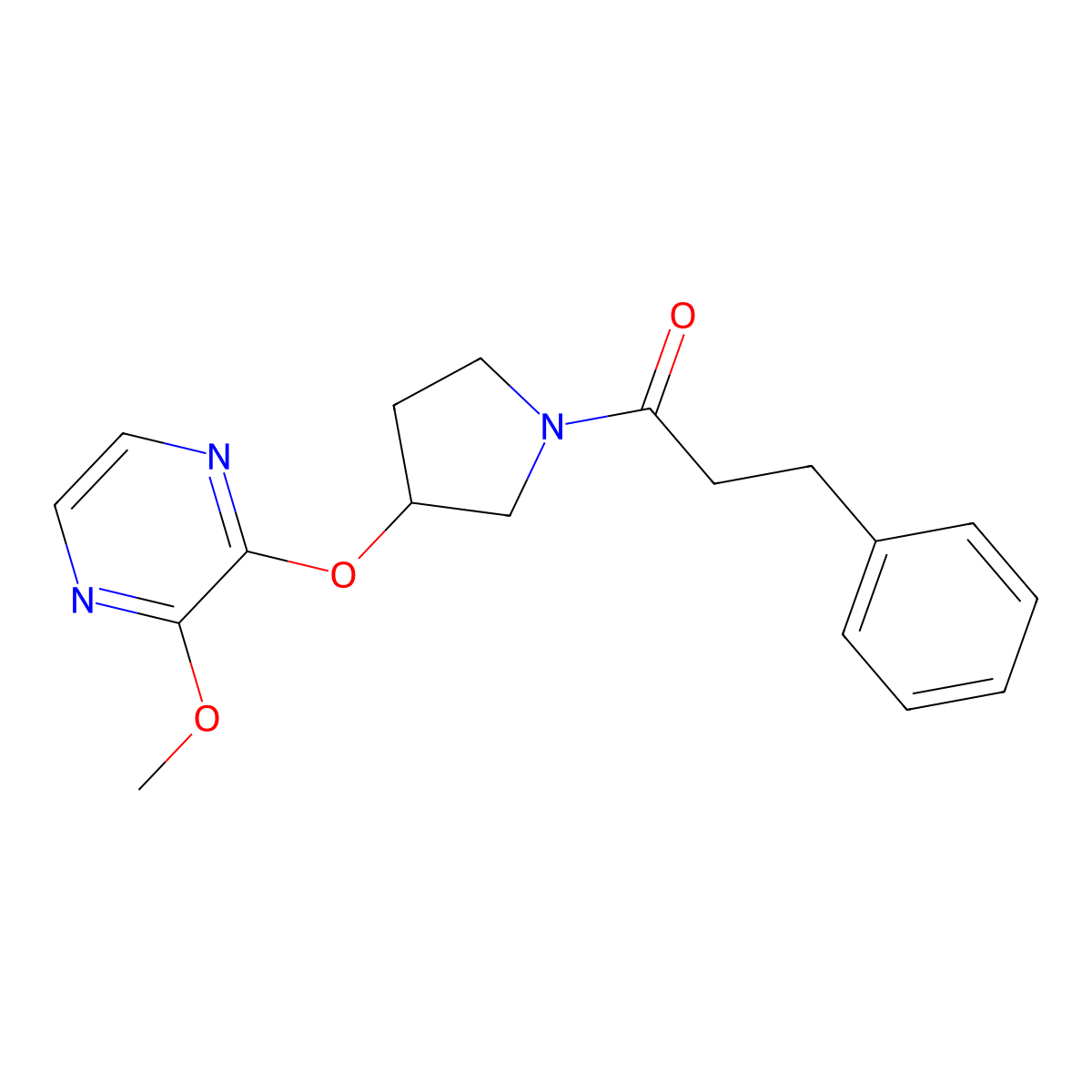 1-{3-[(3-Methoxypyrazin-2-yl)oxy]pyrrolidin-1-yl}-3-phenylpropan-1-one molecular structure, CAS 2034398-63-3