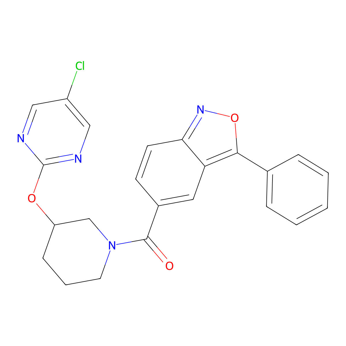 (3-((5-Chloropyrimidin-2-yl)oxy)piperidin-1-yl)(3-phenylbenzo[c]isoxazol-5-yl)methanone molecular structure, CAS 2034398-64-4