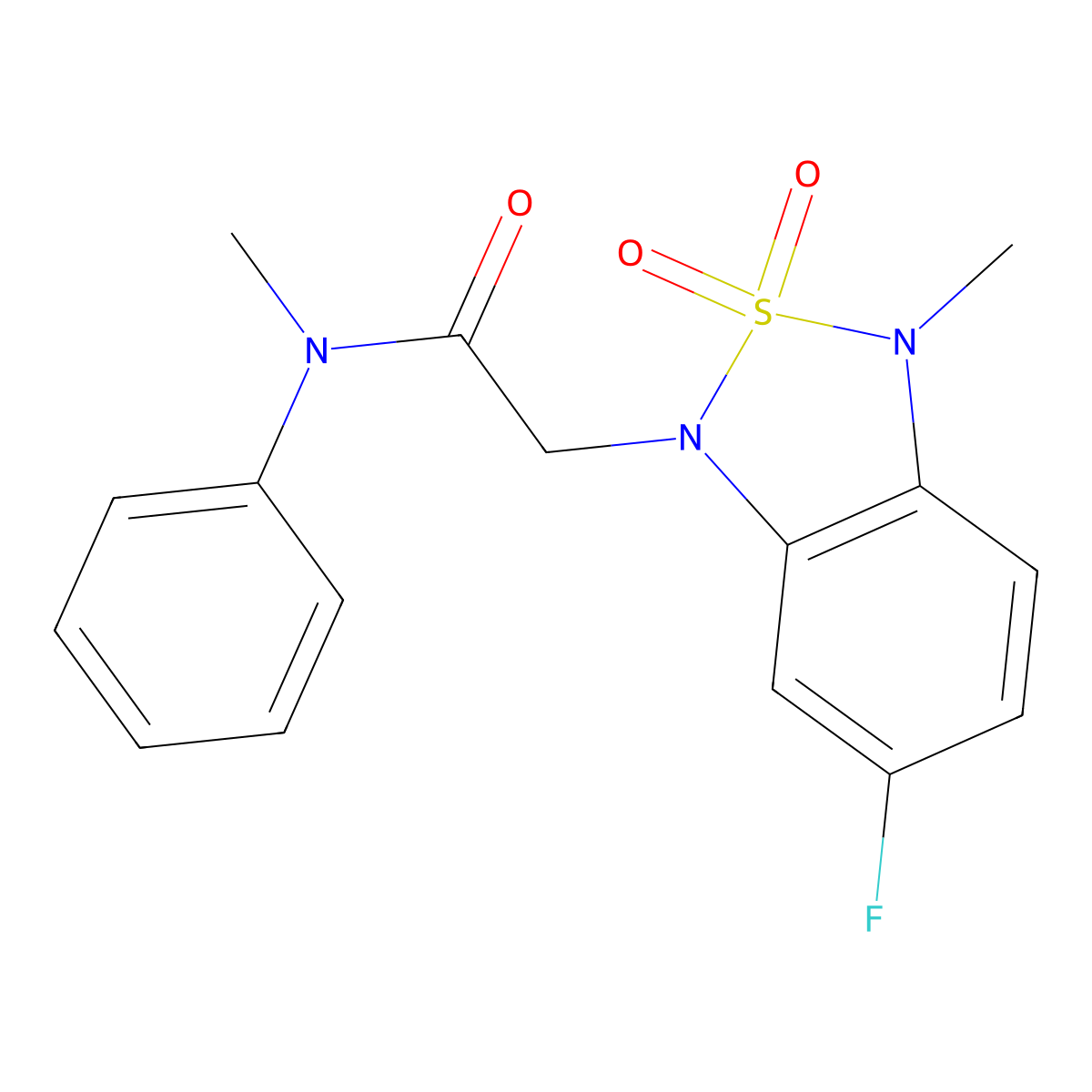 2-(6-fluoro-3-methyl-2,2-dioxo-1,3-dihydro-2lambda6,1,3-benzothiadiazol-1-yl)-N-methyl-N-phenylacetamide molecular structure, CAS 2034398-67-7
