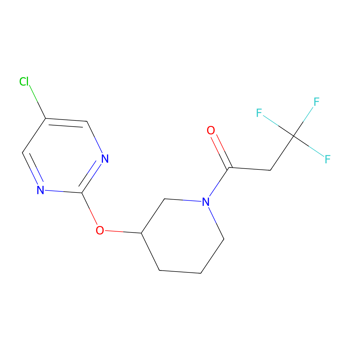 1-{3-[(5-Chloropyrimidin-2-yl)oxy]piperidin-1-yl}-3,3,3-trifluoropropan-1-one molecular structure, CAS 2034398-68-8