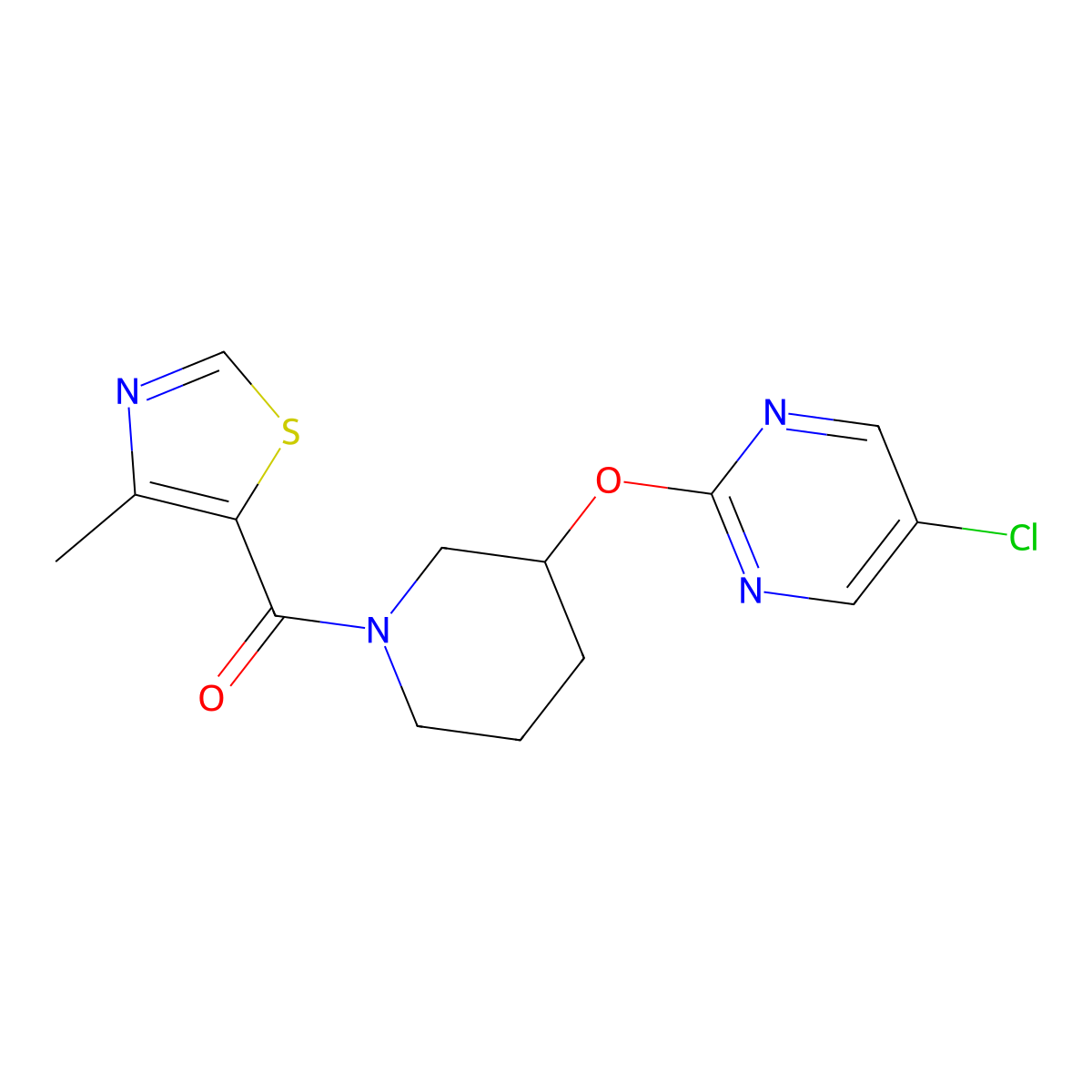(3-((5-Chloropyrimidin-2-yl)oxy)piperidin-1-yl)(4-methylthiazol-5-yl)methanone molecular structure, CAS 2034398-74-6