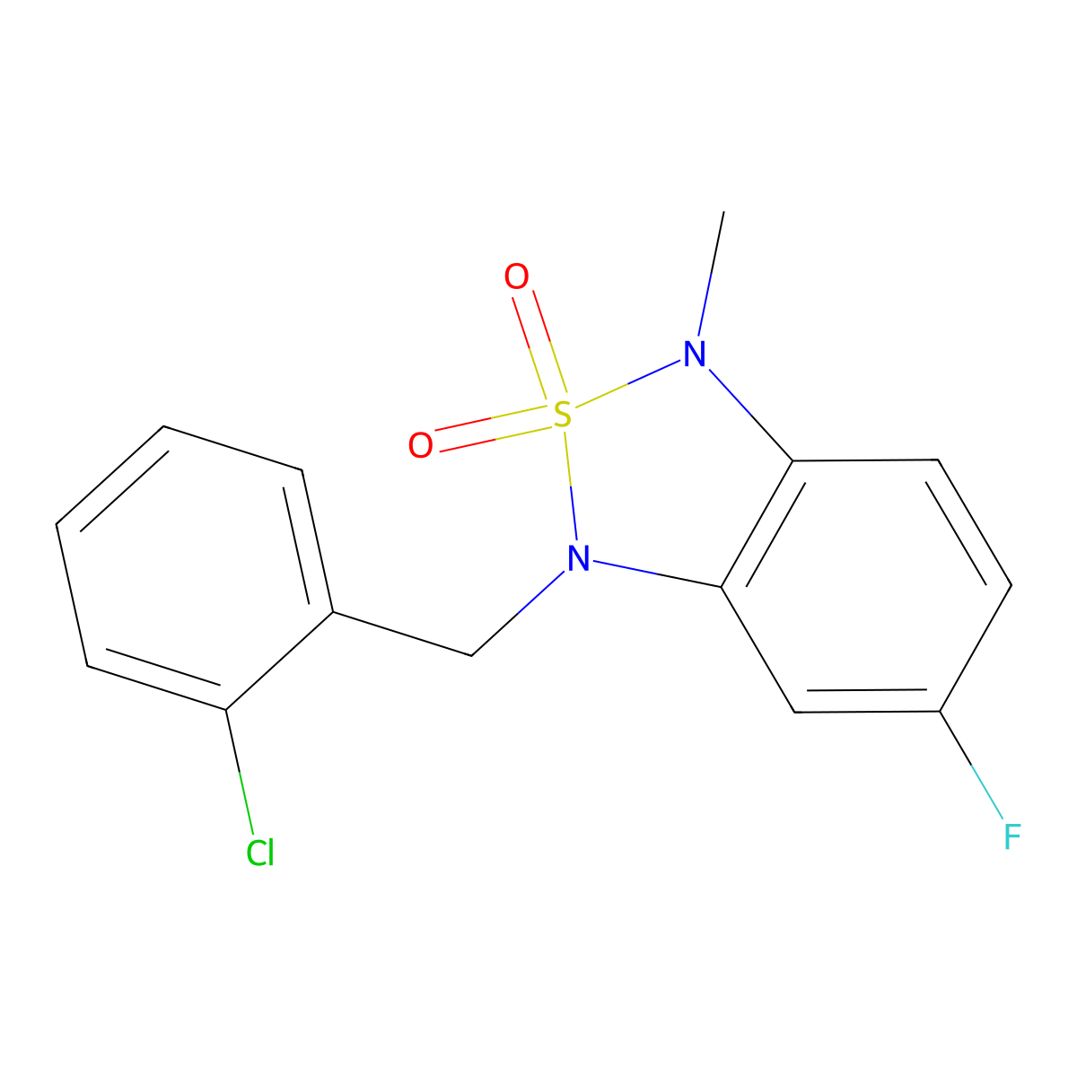 3-(2-Chlorobenzyl)-5-fluoro-1-methyl-1,3-dihydrobenzo[c][1,2,5]thiadiazole 2,2-dioxide molecular structure, CAS 2034398-76-8