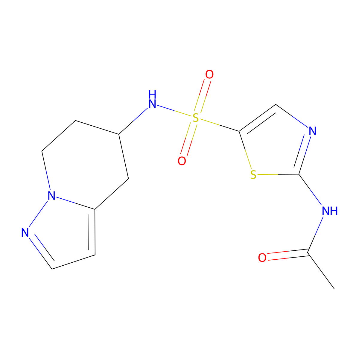 N-(5-(N-(4,5,6,7-tetrahydropyrazolo[1,5-a]pyridin-5-yl)sulfamoyl)thiazol-2-yl)acetamide molecular structure, CAS 2034398-81-5