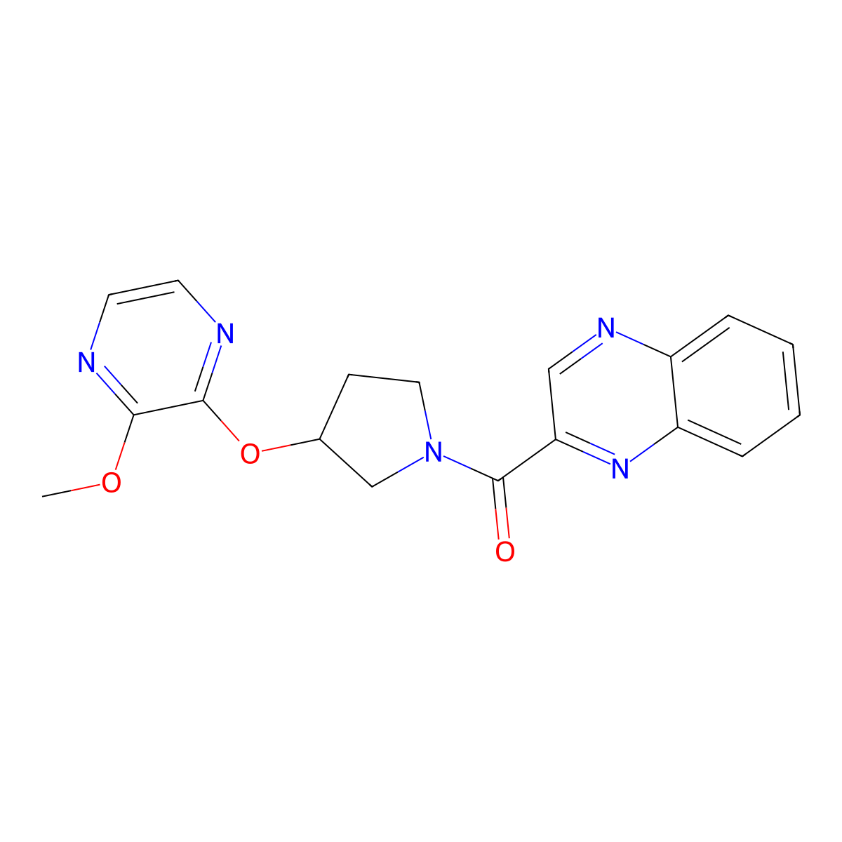 (3-((3-Methoxypyrazin-2-yl)oxy)pyrrolidin-1-yl)(quinoxalin-2-yl)methanone molecular structure, CAS 2034398-94-0