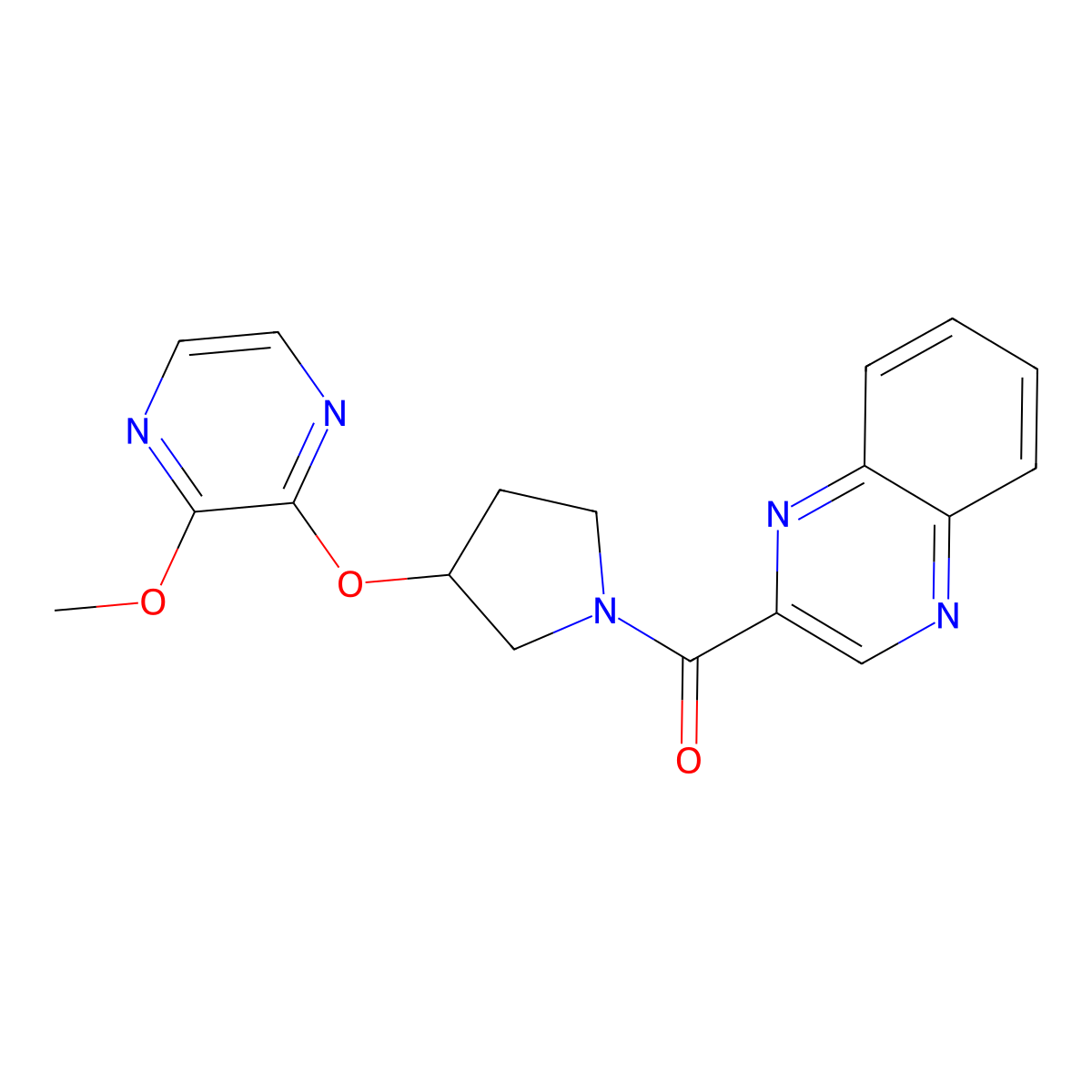 (3-((3-Methoxypyrazin-2-yl)oxy)pyrrolidin-1-yl)(quinoxalin-2-yl)methanone molecular structure, CAS 2034398-94-0