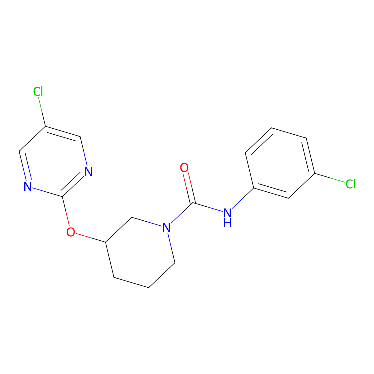N-(3-chlorophenyl)-3-[(5-chloropyrimidin-2-yl)oxy]piperidine-1-carboxamide molecular structure, CAS 2034398-98-4