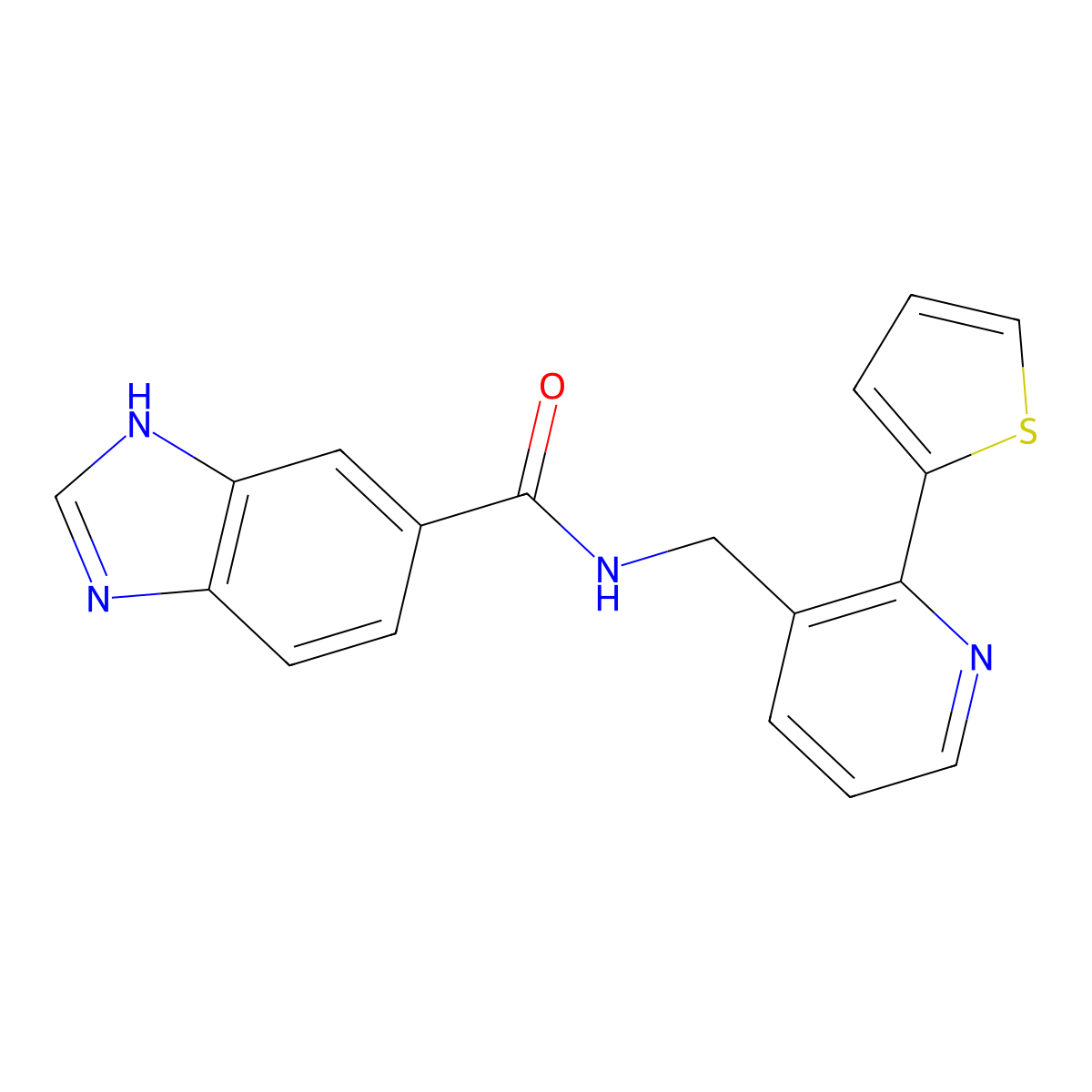 N-((2-(thiophen-2-yl)pyridin-3-yl)methyl)-1H-benzo[d]imidazole-5-carboxamide molecular structure, CAS 2034399-05-6