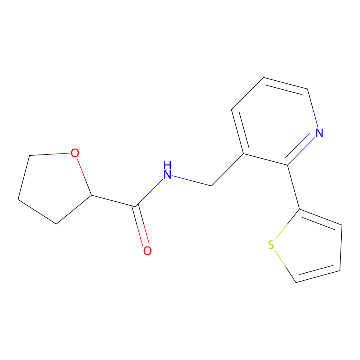 N-((2-(thiophen-2-yl)pyridin-3-yl)methyl)tetrahydrofuran-2-carboxamide molecular structure, CAS 2034399-09-0