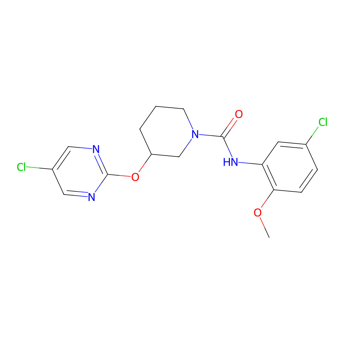 N-(5-chloro-2-methoxyphenyl)-3-((5-chloropyrimidin-2-yl)oxy)piperidine-1-carboxamide molecular structure, CAS 2034399-10-3