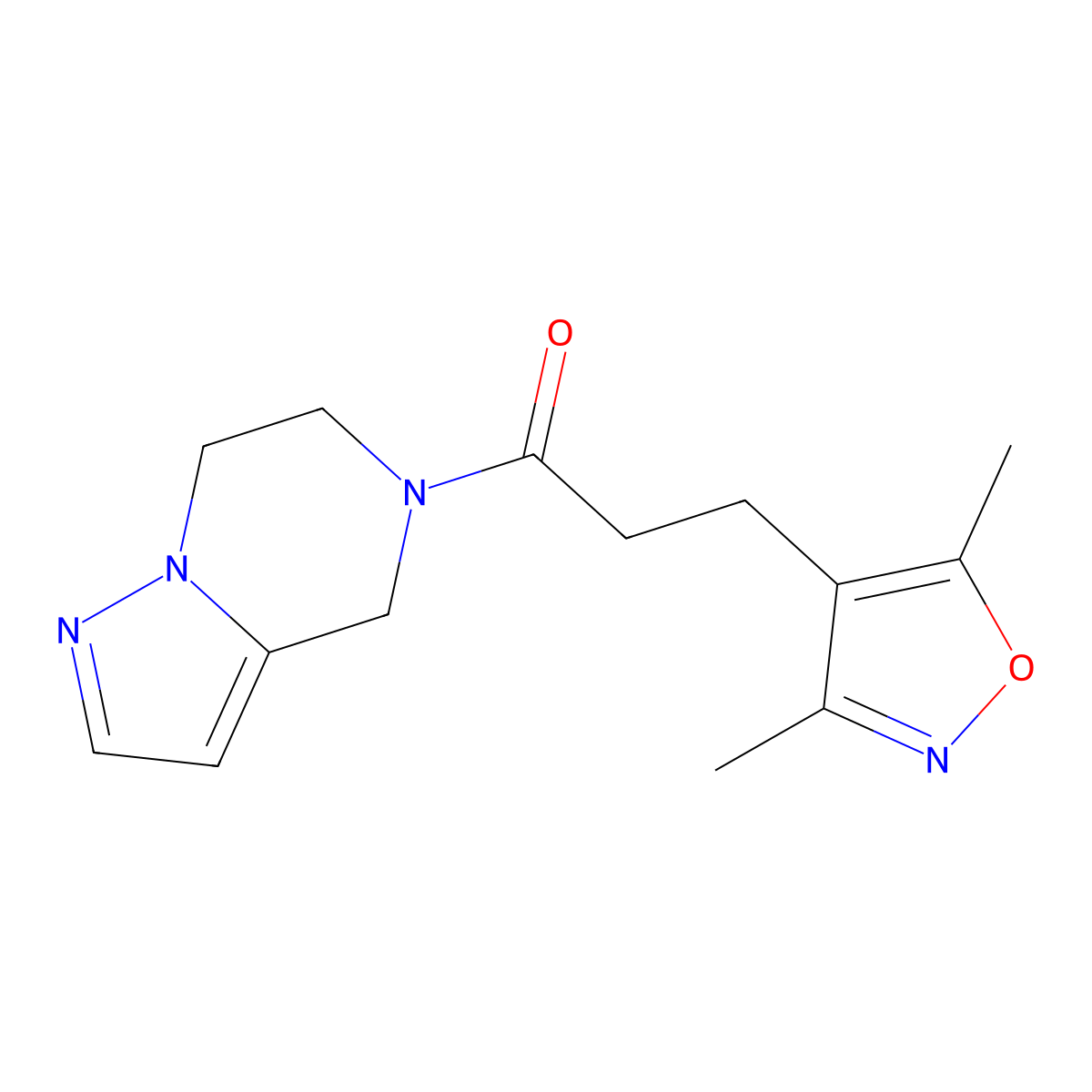 1-(6,7-dihydropyrazolo[1,5-a]pyrazin-5(4H)-yl)-3-(3,5-dimethylisoxazol-4-yl)propan-1-one molecular structure, CAS 2034399-15-8