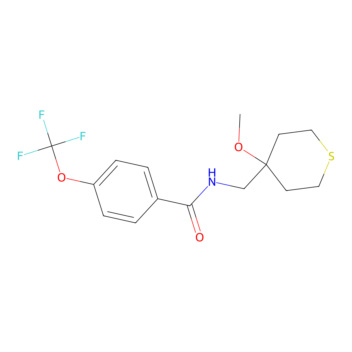 N-((4-methoxytetrahydro-2H-thiopyran-4-yl)methyl)-4-(trifluoromethoxy)benzamide molecular structure, CAS 2034399-20-5