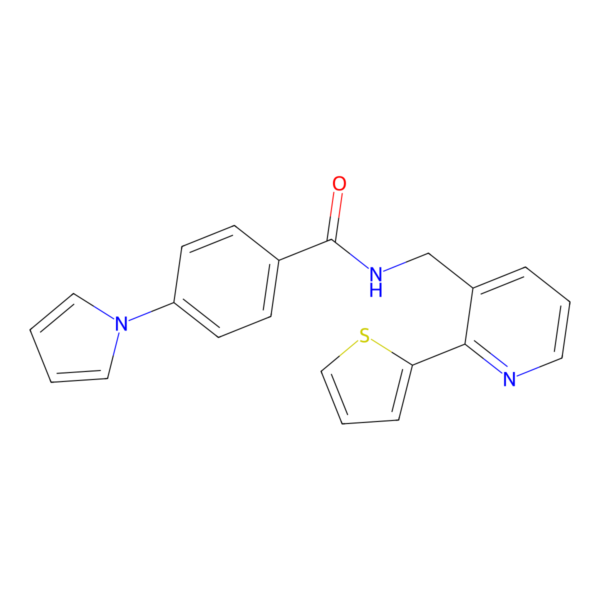 4-(1H-pyrrol-1-yl)-N-((2-(thiophen-2-yl)pyridin-3-yl)methyl)benzamide molecular structure, CAS 2034399-21-6