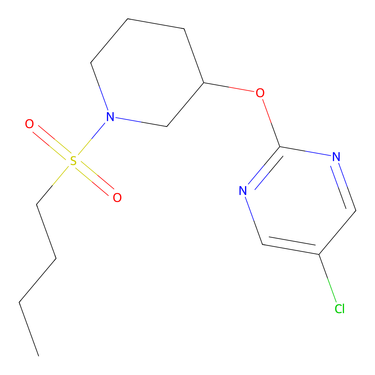 2-((1-(Butylsulfonyl)piperidin-3-yl)oxy)-5-chloropyrimidine molecular structure, CAS 2034399-22-7