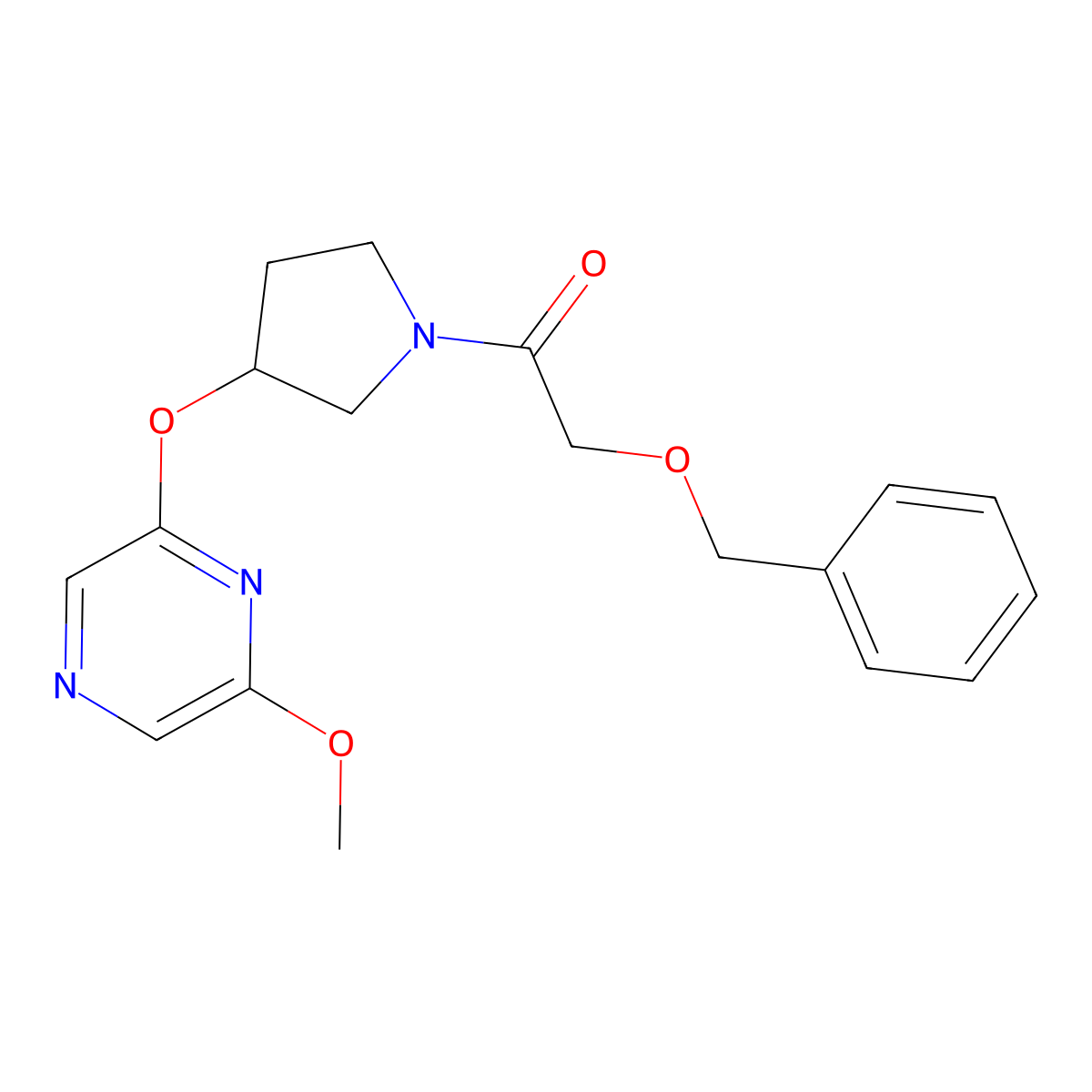 2-(Benzyloxy)-1-(3-((6-methoxypyrazin-2-yl)oxy)pyrrolidin-1-yl)ethanone molecular structure, CAS 2034399-26-1
