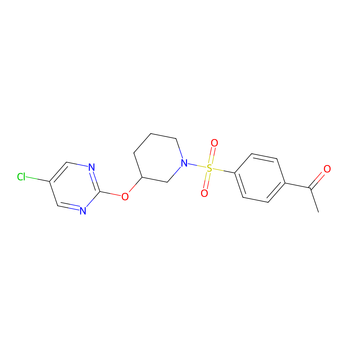 1-(4-((3-((5-Chloropyrimidin-2-yl)oxy)piperidin-1-yl)sulfonyl)phenyl)ethanone molecular structure, CAS 2034399-27-2
