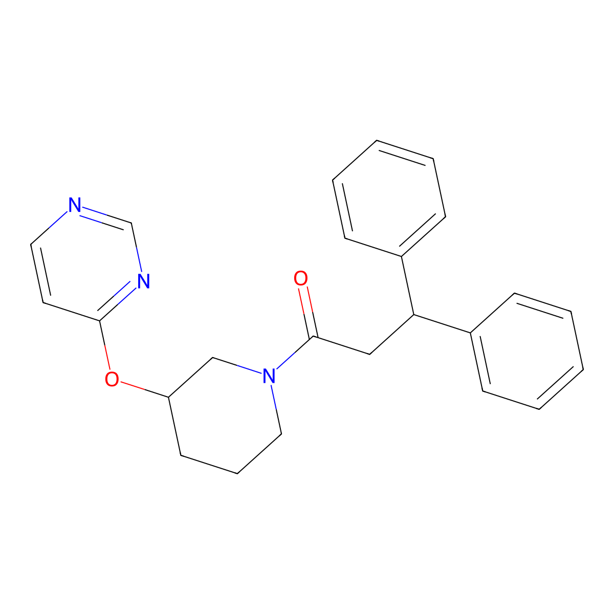 3,3-Diphenyl-1-(3-(pyrimidin-4-yloxy)piperidin-1-yl)propan-1-one molecular structure, CAS 2034399-47-6