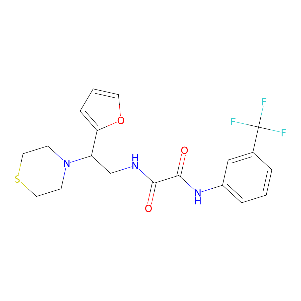 N1-(2-(furan-2-yl)-2-thiomorpholinoethyl)-N2-(3-(trifluoromethyl)phenyl)oxalamide molecular structure, CAS 2034399-53-4