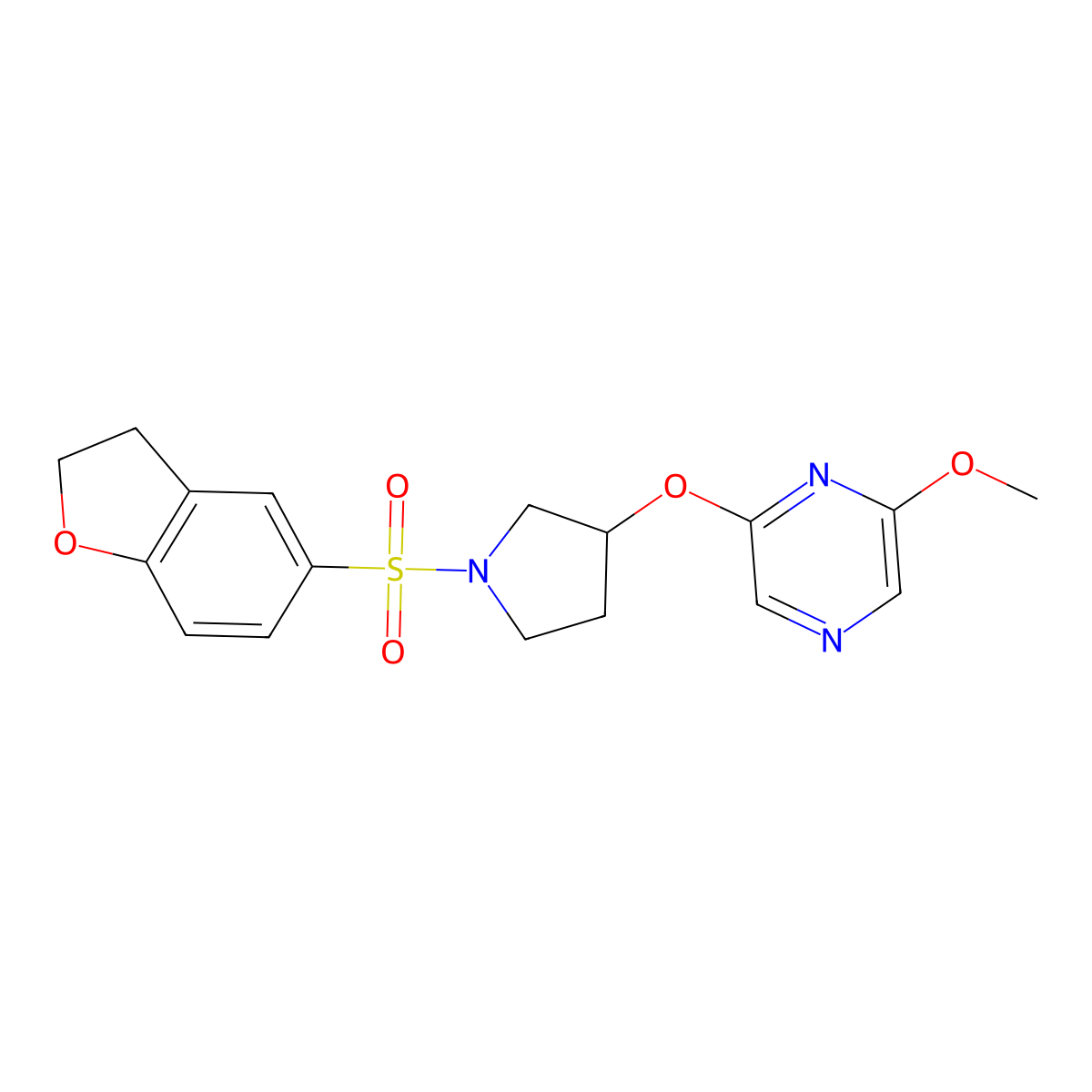 2-((1-((2,3-Dihydrobenzofuran-5-yl)sulfonyl)pyrrolidin-3-yl)oxy)-6-methoxypyrazine molecular structure, CAS 2034399-56-7