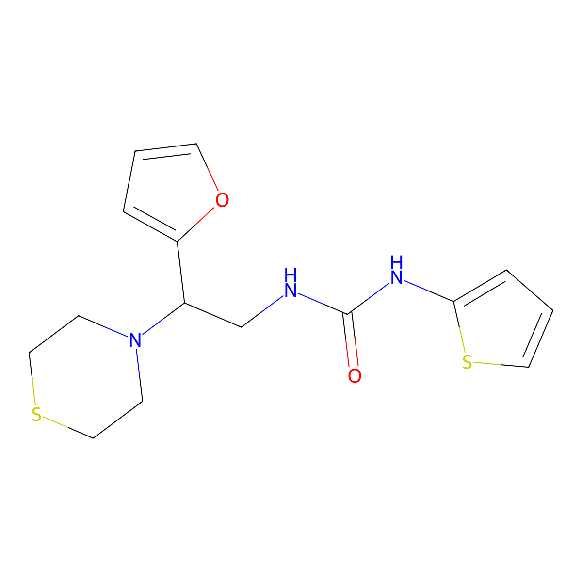 1-(2-(Furan-2-yl)-2-thiomorpholinoethyl)-3-(thiophen-2-yl)urea molecular structure, CAS 2034399-57-8