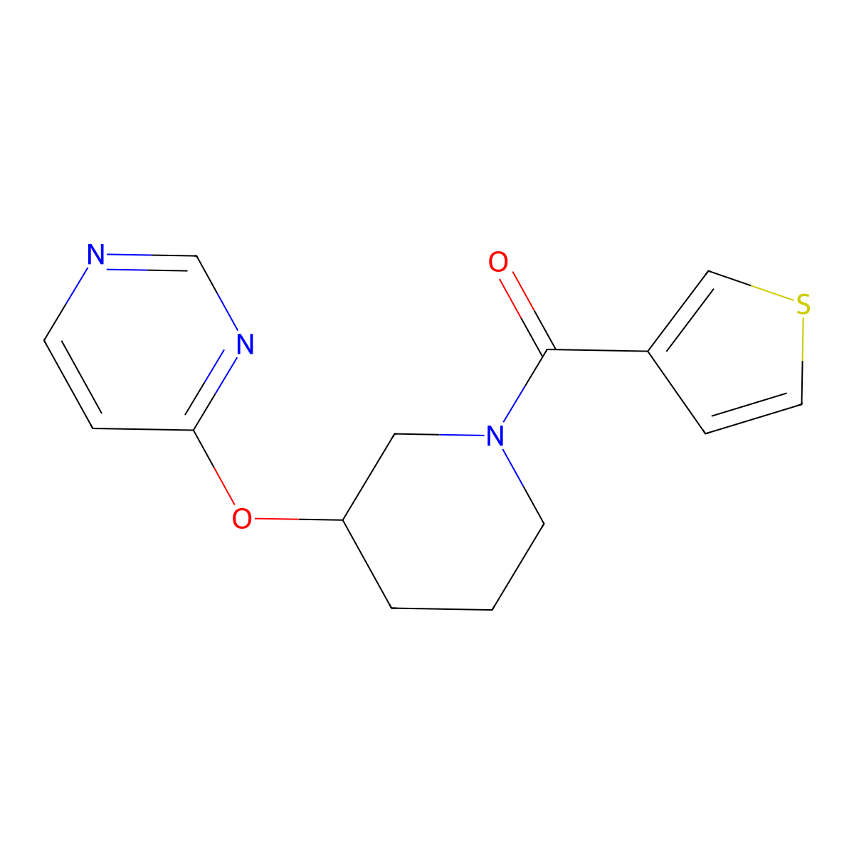 (3-(Pyrimidin-4-yloxy)piperidin-1-yl)(thiophen-3-yl)methanone molecular structure, CAS 2034399-62-5