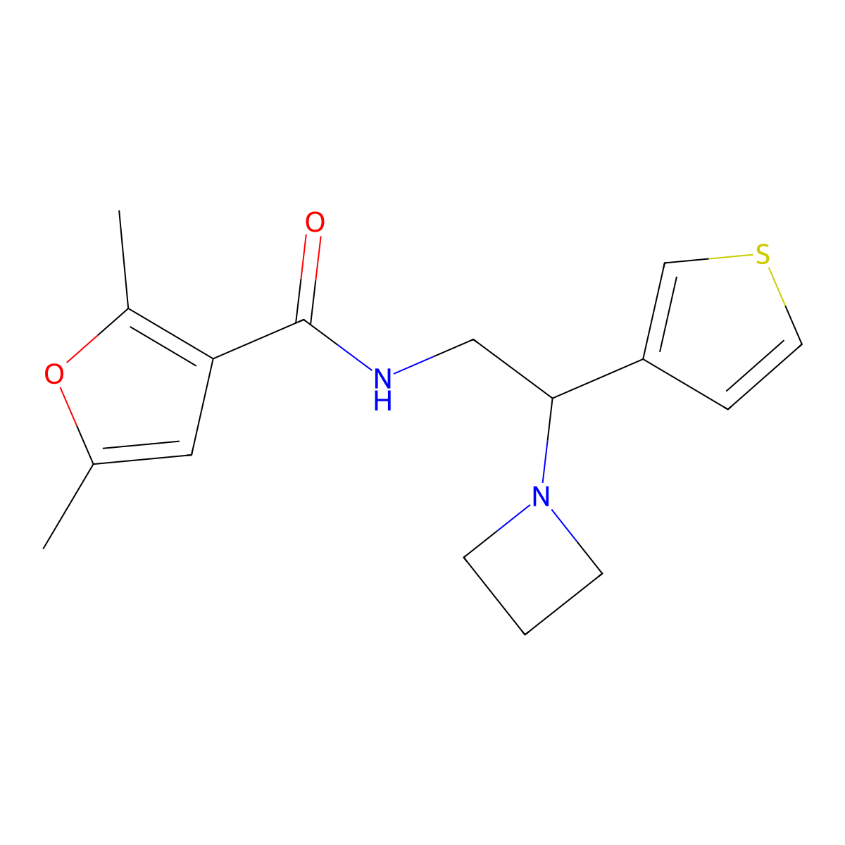 N-(2-(azetidin-1-yl)-2-(thiophen-3-yl)ethyl)-2,5-dimethylfuran-3-carboxamide molecular structure, CAS 2034399-66-9