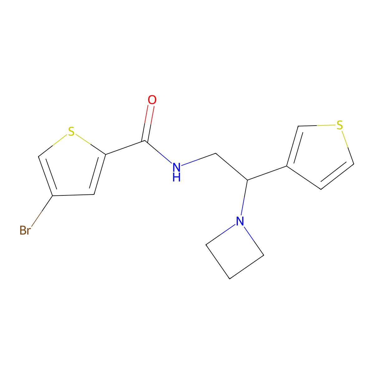 N-(2-(azetidin-1-yl)-2-(thiophen-3-yl)ethyl)-4-bromothiophene-2-carboxamide molecular structure, CAS 2034399-74-9