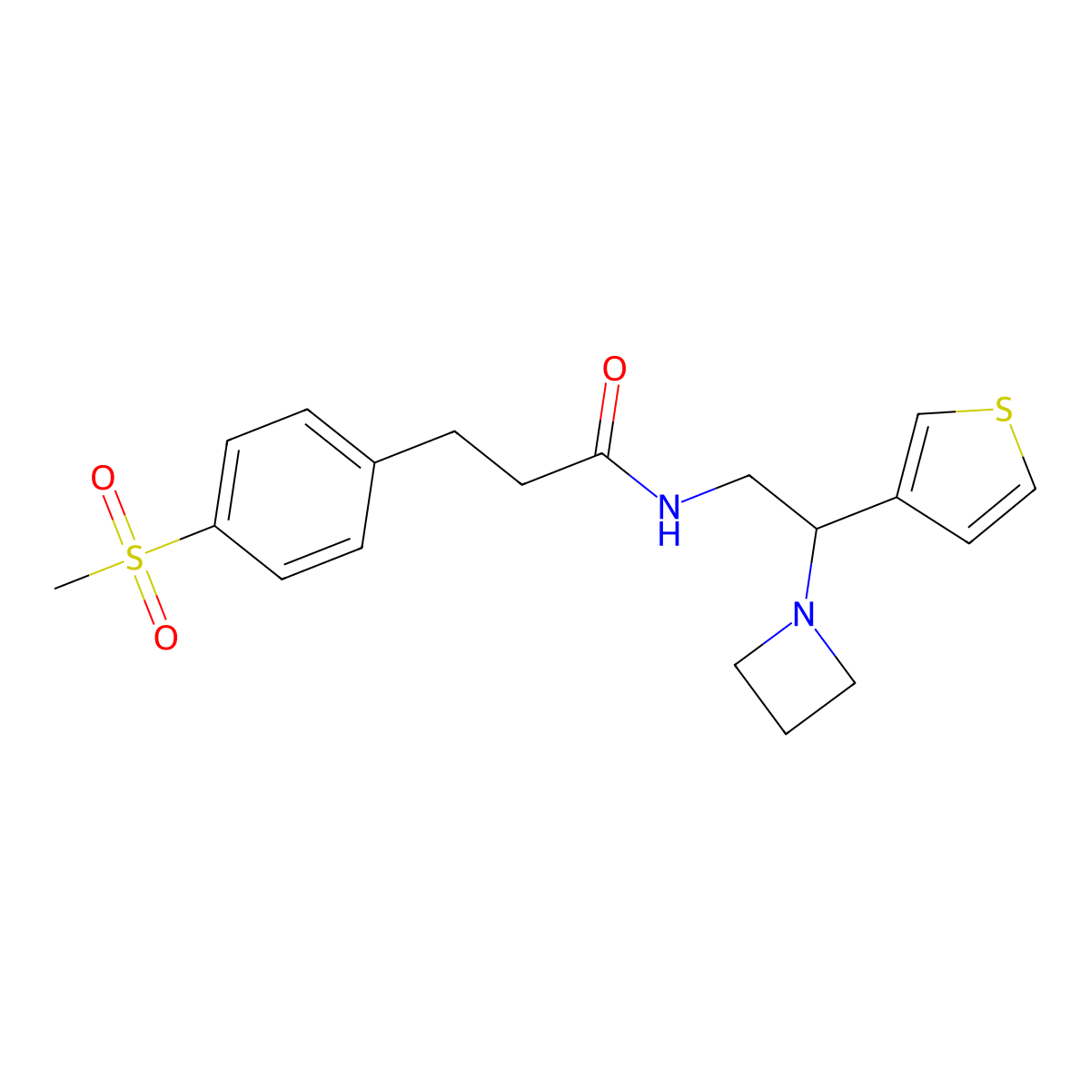 N-(2-(azetidin-1-yl)-2-(thiophen-3-yl)ethyl)-3-(4-(methylsulfonyl)phenyl)propanamide molecular structure, CAS 2034399-78-3