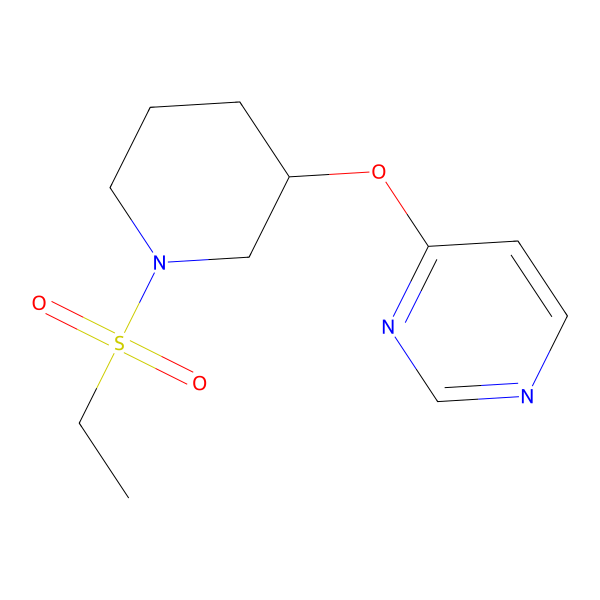 4-((1-(Ethylsulfonyl)piperidin-3-yl)oxy)pyrimidine molecular structure, CAS 2034399-79-4