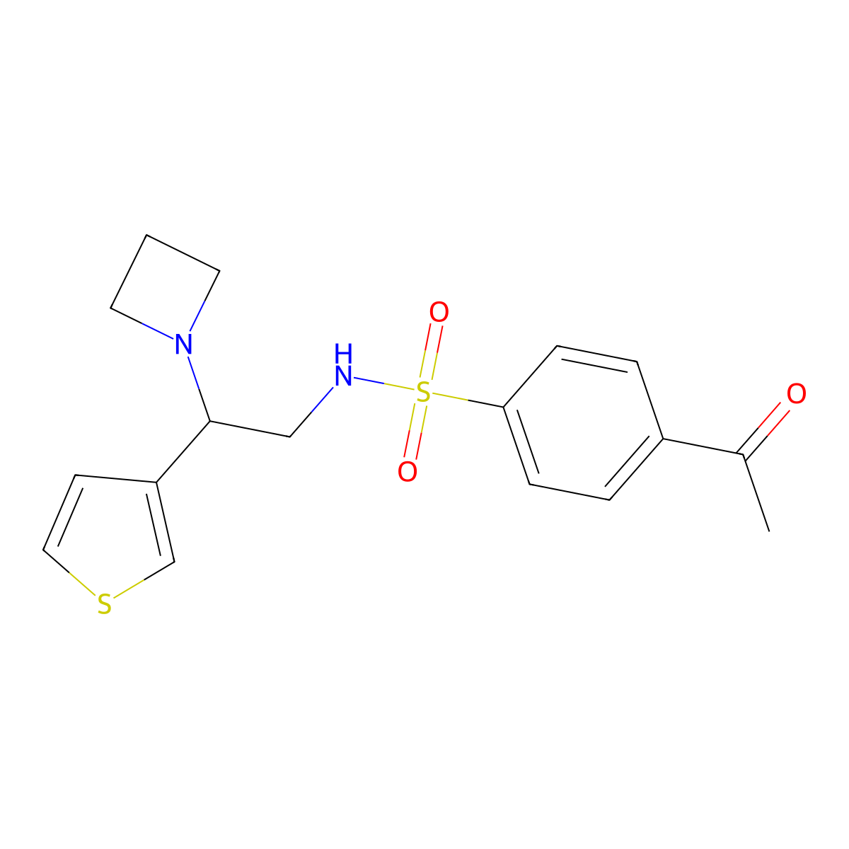 4-acetyl-N-(2-(azetidin-1-yl)-2-(thiophen-3-yl)ethyl)benzenesulfonamide molecular structure, CAS 2034399-83-0