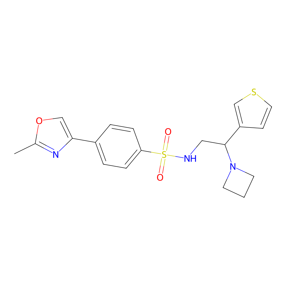 N-(2-(azetidin-1-yl)-2-(thiophen-3-yl)ethyl)-4-(2-methyloxazol-4-yl)benzenesulfonamide molecular structure, CAS 2034399-86-3