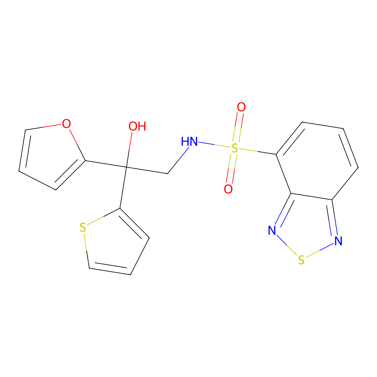 N-(2-(furan-2-yl)-2-hydroxy-2-(thiophen-2-yl)ethyl)benzo[c][1,2,5]thiadiazole-4-sulfonamide molecular structure, CAS 2034399-91-0