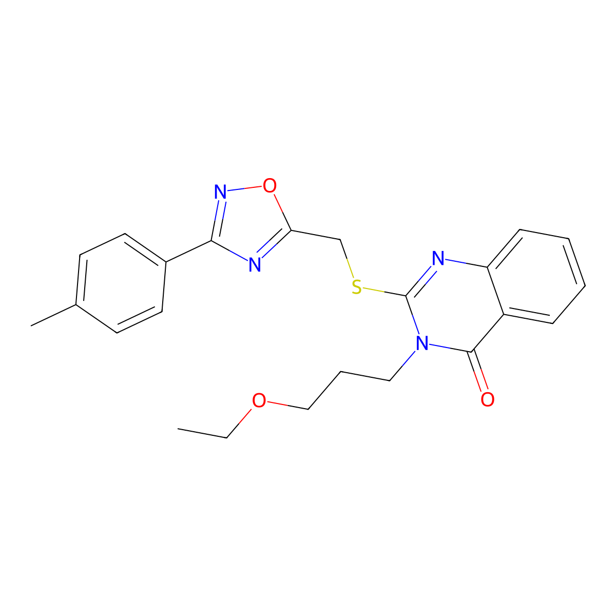 3-(3-ethoxypropyl)-2-(((3-(p-tolyl)-1,2,4-oxadiazol-5-yl)methyl)thio)quinazolin-4(3H)-one molecular structure, CAS 2034399-93-2