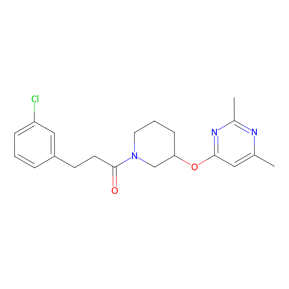 3-(3-Chlorophenyl)-1-(3-((2,6-dimethylpyrimidin-4-yl)oxy)piperidin-1-yl)propan-1-one molecular structure, CAS 2034399-94-3