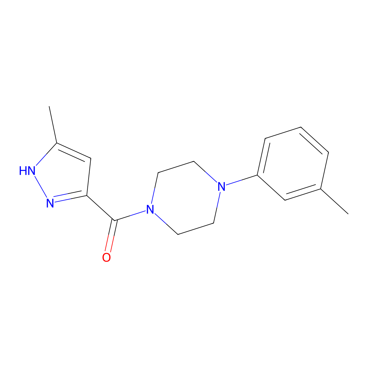 1-(3-methylphenyl)-4-[(3-methyl-1H-pyrazol-5-yl)carbonyl]piperazine molecular structure, CAS 20344-08-5