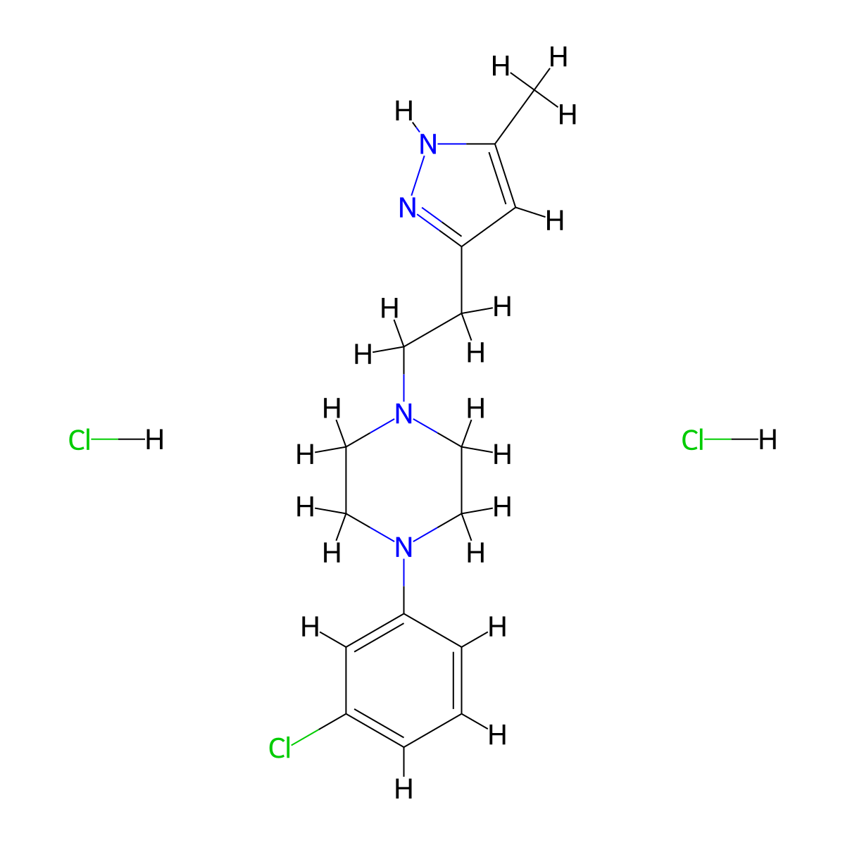 Mepiprazole dihydrochloride molecular structure, CAS 20344-15-4