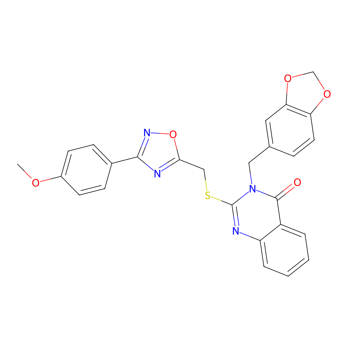 3-(benzo[d][1,3]dioxol-5-ylmethyl)-2-(((3-(4-methoxyphenyl)-1,2,4-oxadiazol-5-yl)methyl)thio)quinazolin-4(3H)-one molecular structure, CAS 2034400-01-4