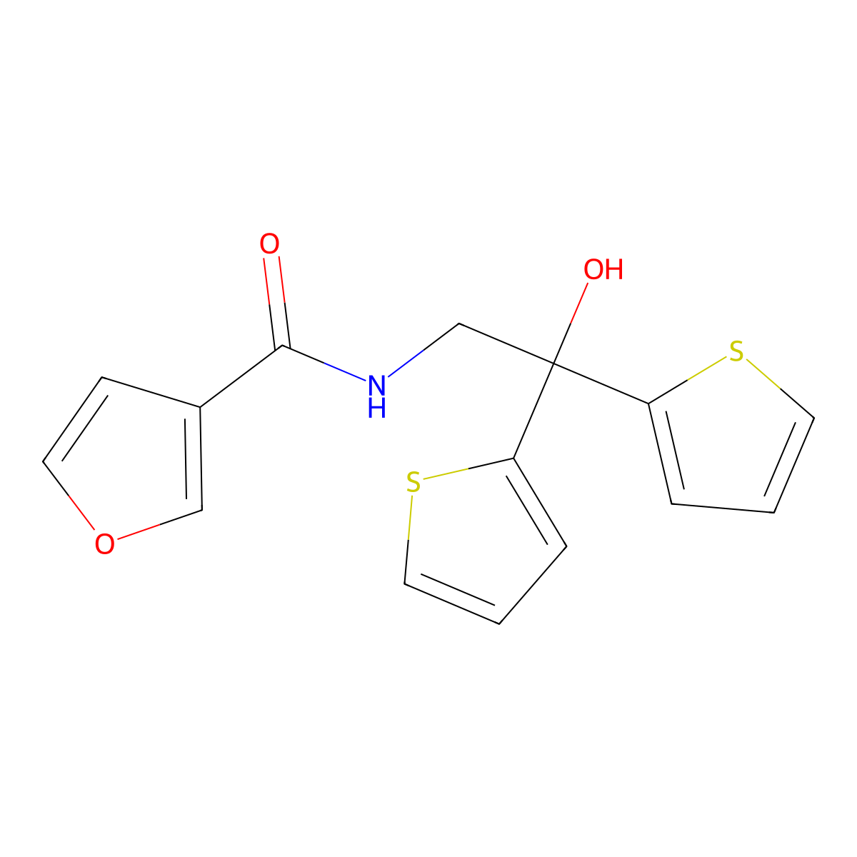 N-(2-hydroxy-2,2-di(thiophen-2-yl)ethyl)furan-3-carboxamide molecular structure, CAS 2034400-08-1