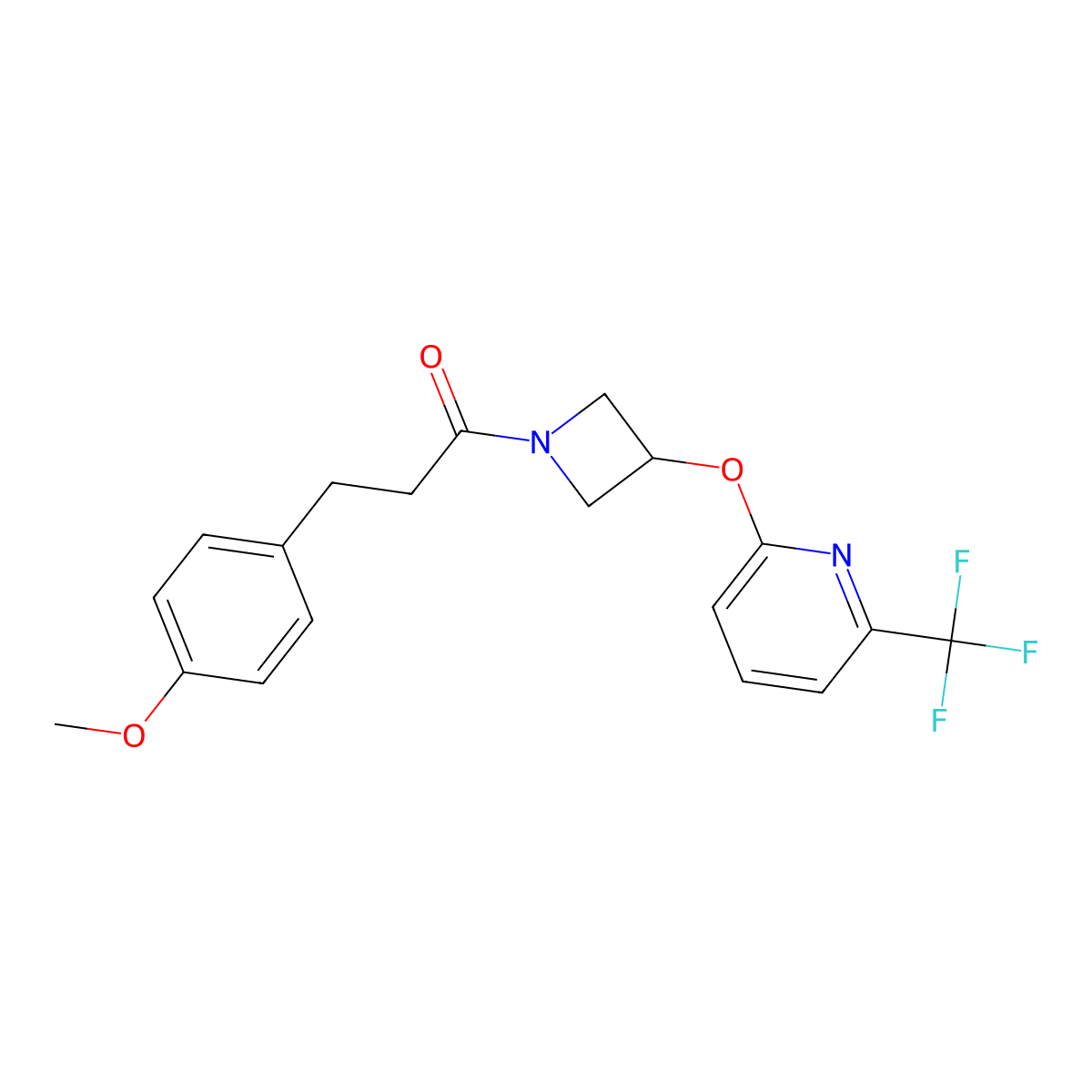 3-(4-Methoxyphenyl)-1-(3-((6-(trifluoromethyl)pyridin-2-yl)oxy)azetidin-1-yl)propan-1-one molecular structure, CAS 2034400-09-2
