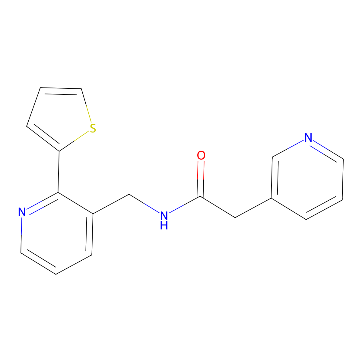 2-(pyridin-3-yl)-N-{[2-(thiophen-2-yl)pyridin-3-yl]methyl}acetamide molecular structure, CAS 2034400-14-9