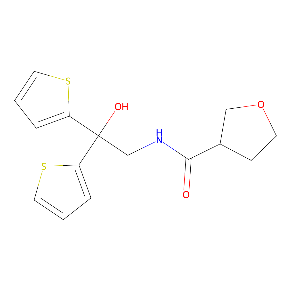 N-(2-hydroxy-2,2-di(thiophen-2-yl)ethyl)tetrahydrofuran-3-carboxamide molecular structure, CAS 2034400-19-4
