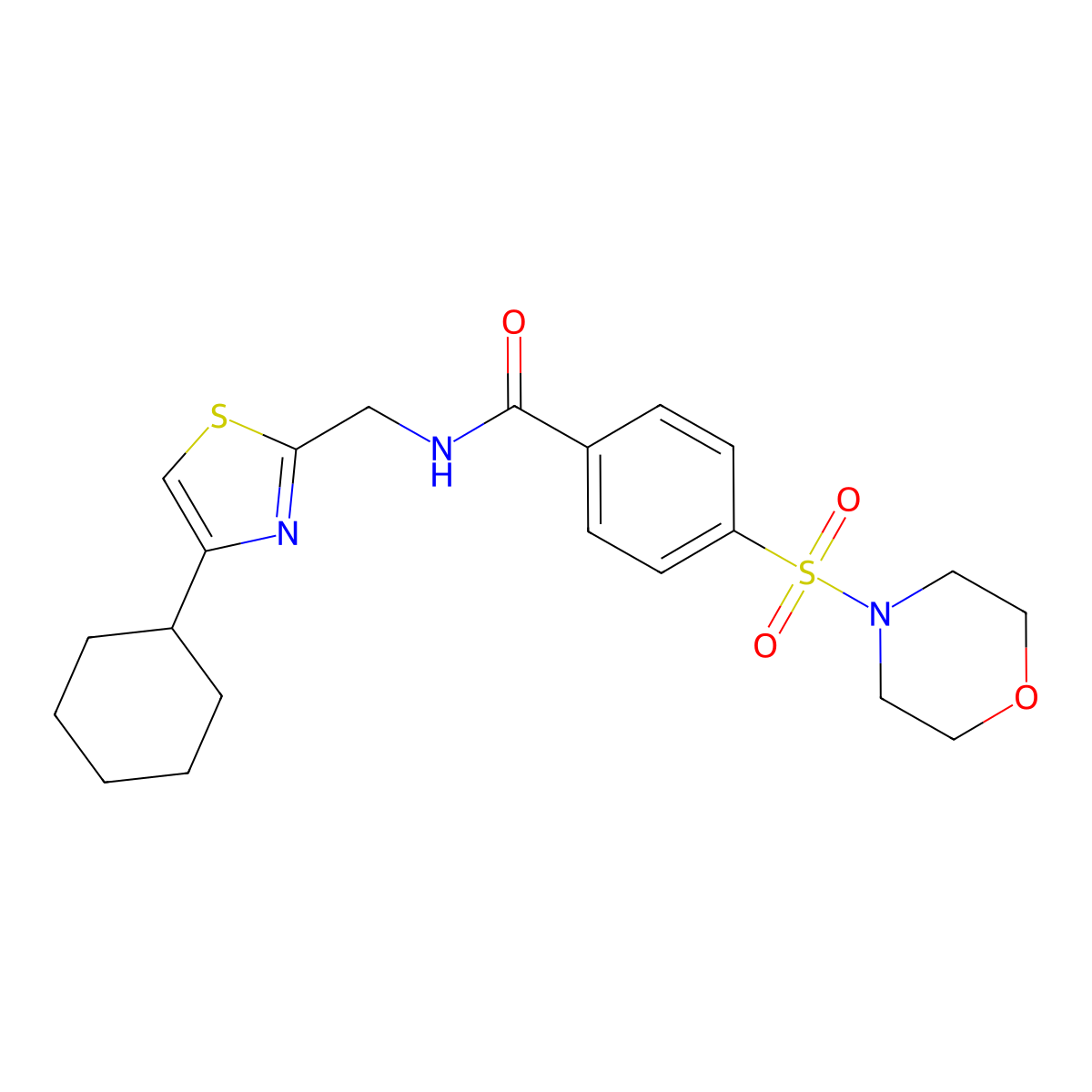 N-((4-cyclohexylthiazol-2-yl)methyl)-4-(morpholinosulfonyl)benzamide molecular structure, CAS 2034400-20-7