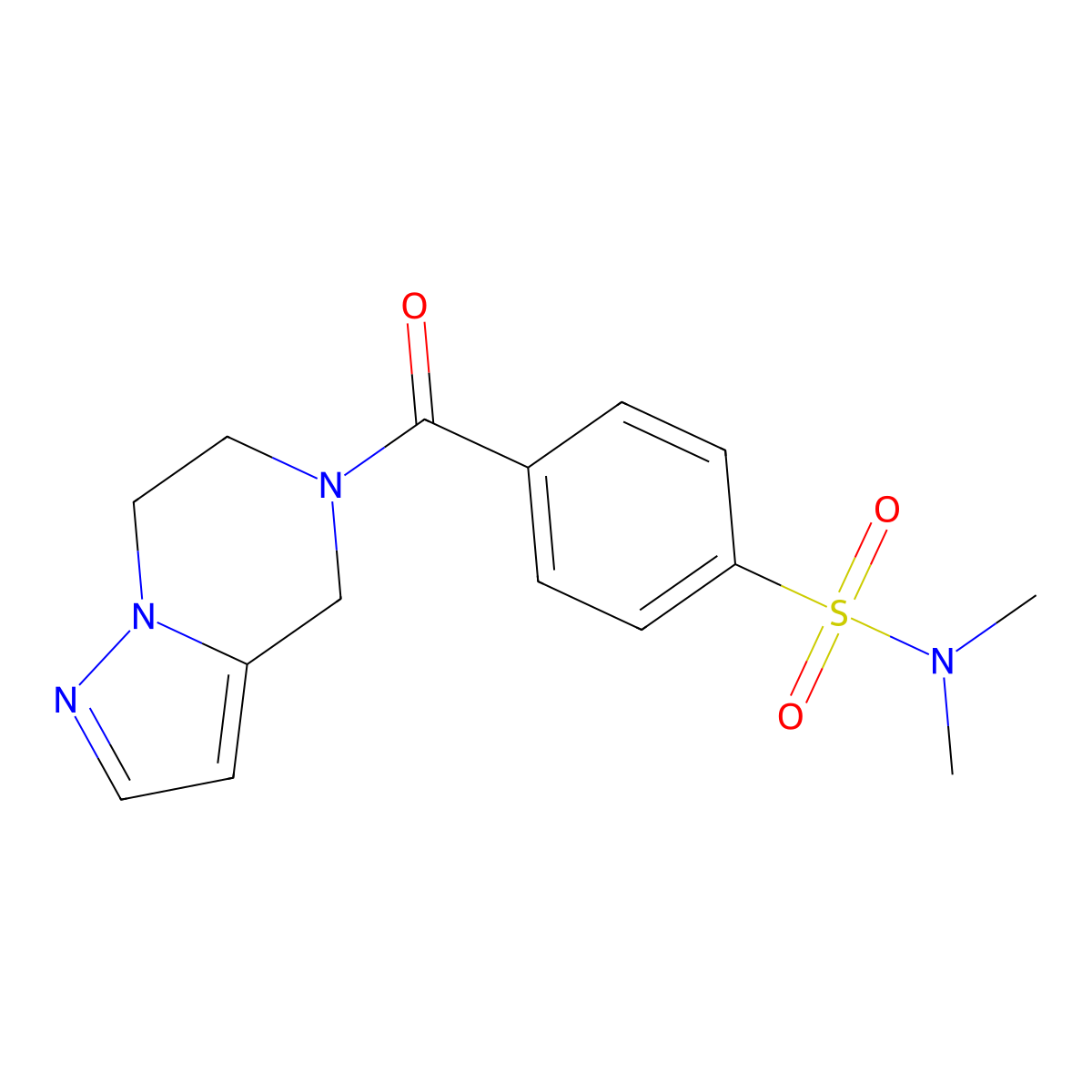 N,N-dimethyl-4-(4,5,6,7-tetrahydropyrazolo[1,5-a]pyrazine-5-carbonyl)benzenesulfonamide molecular structure, CAS 2034400-21-8