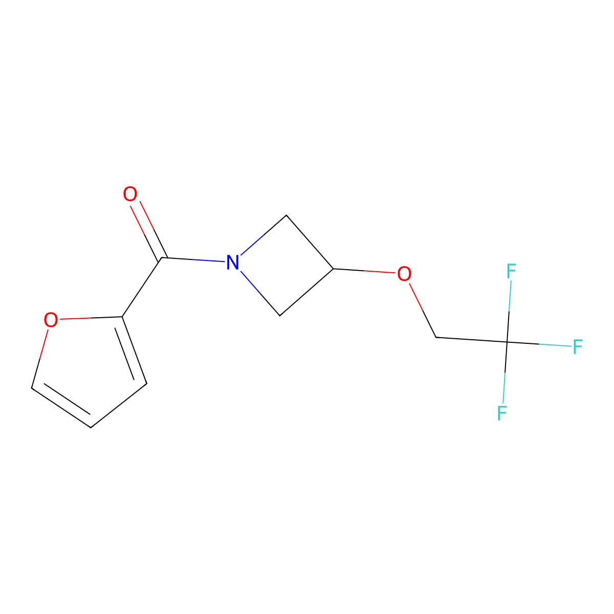 Furan-2-yl(3-(2,2,2-trifluoroethoxy)azetidin-1-yl)methanone molecular structure, CAS 2034400-22-9