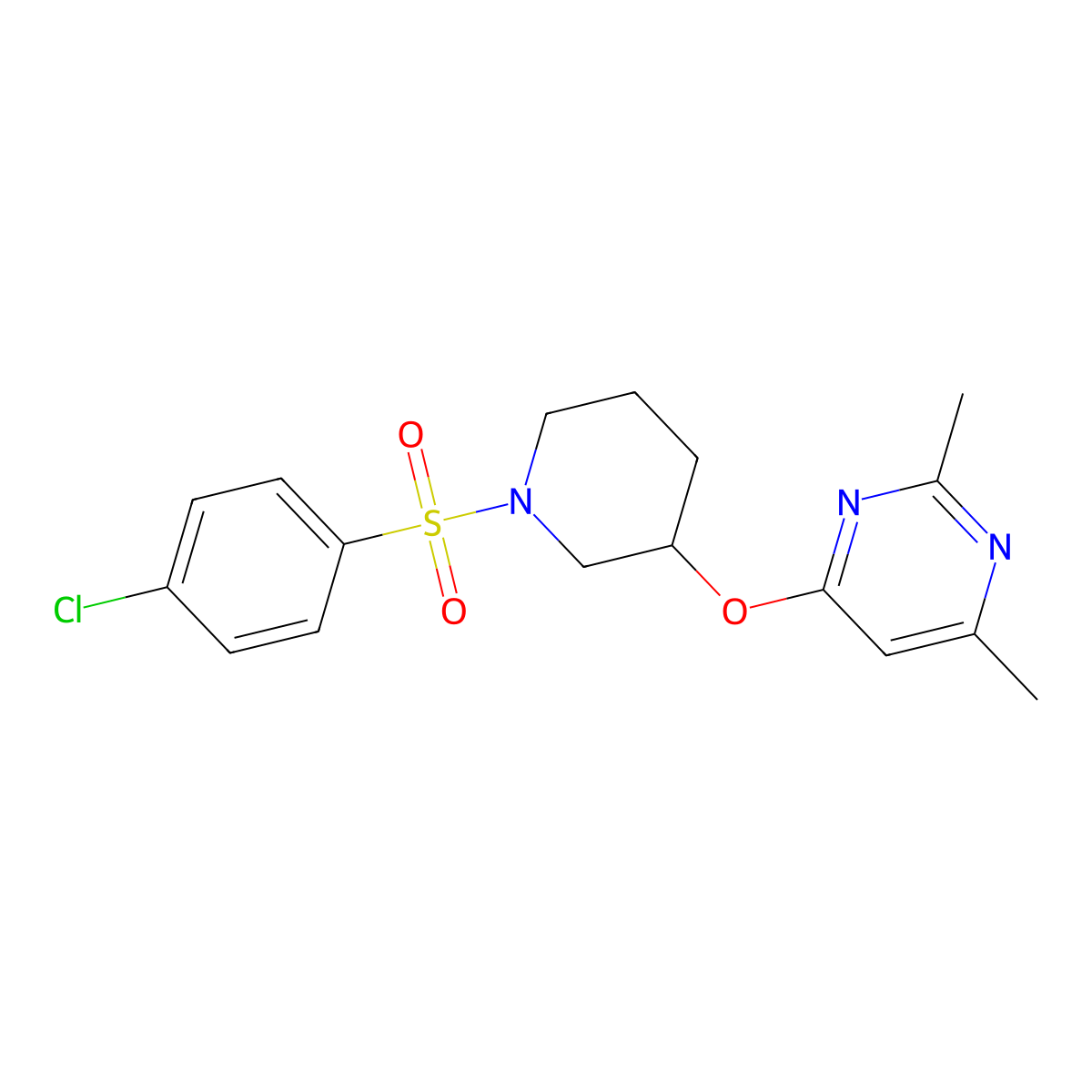 4-((1-((4-Chlorophenyl)sulfonyl)piperidin-3-yl)oxy)-2,6-dimethylpyrimidine molecular structure, CAS 2034400-23-0