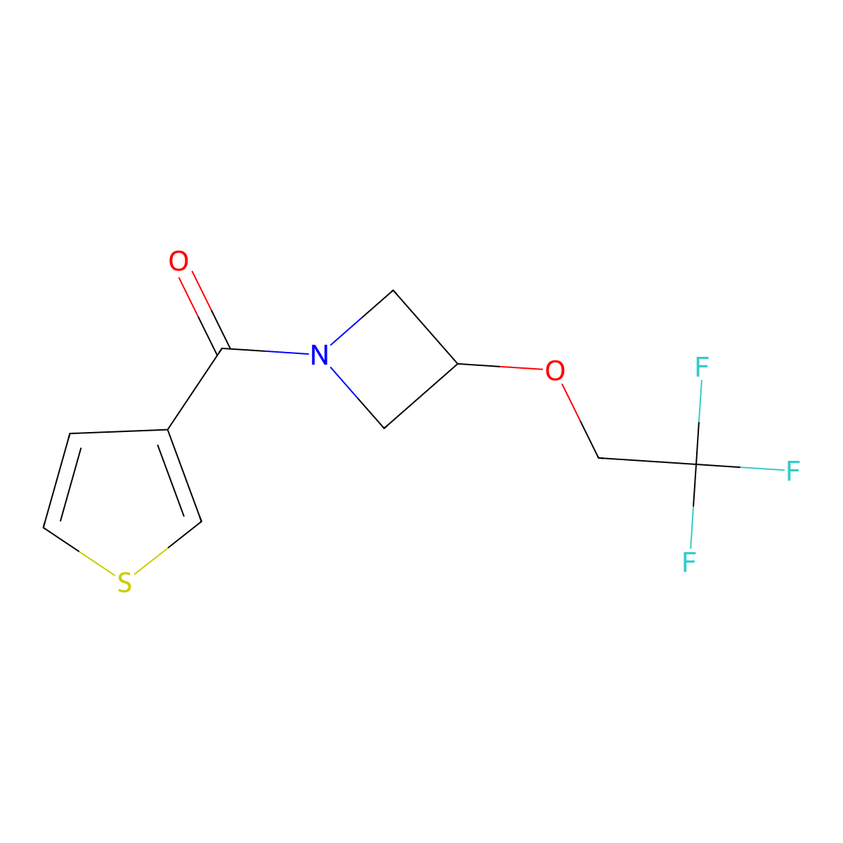 Thiophen-3-yl(3-(2,2,2-trifluoroethoxy)azetidin-1-yl)methanone molecular structure, CAS 2034400-31-0
