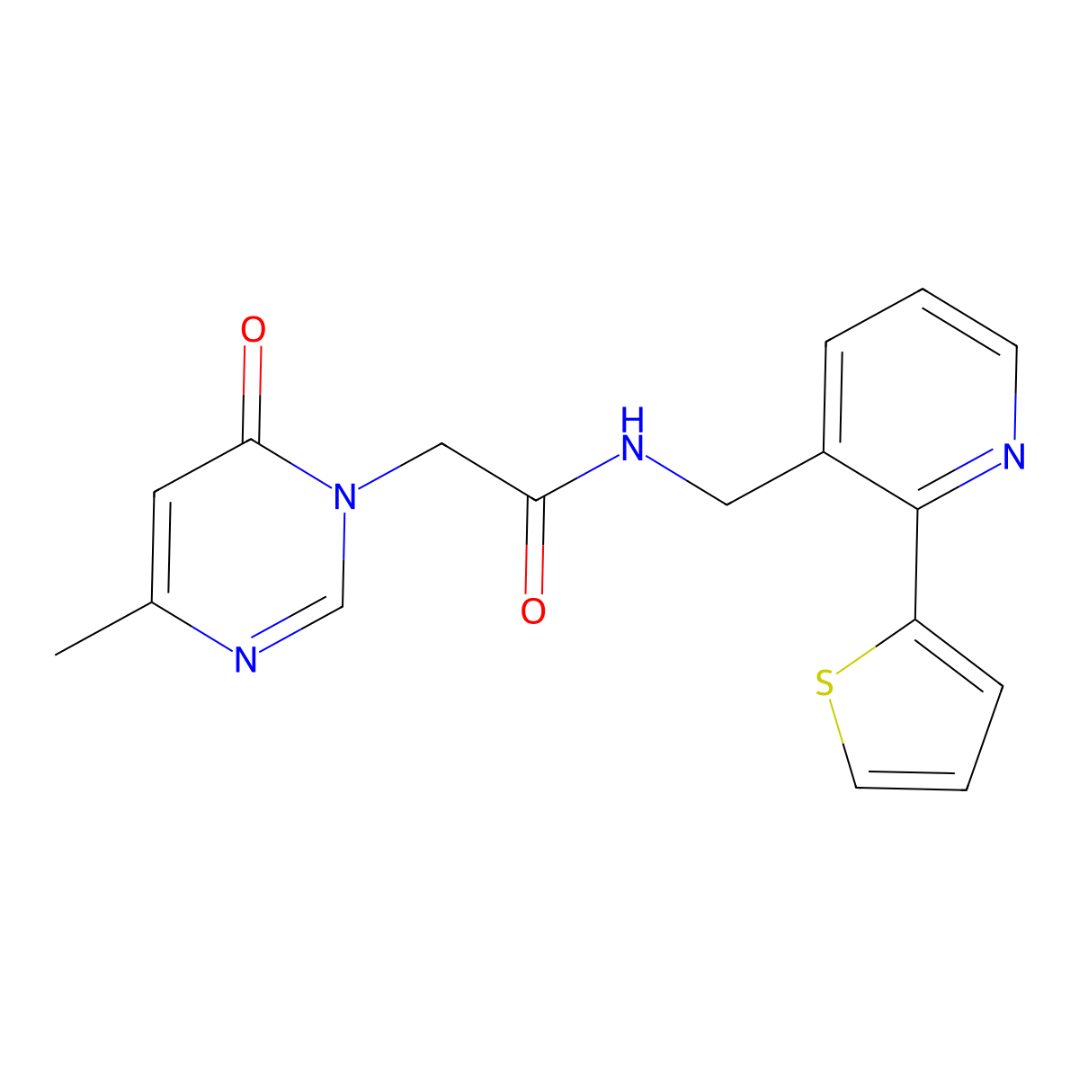 2-(4-methyl-6-oxopyrimidin-1(6H)-yl)-N-((2-(thiophen-2-yl)pyridin-3-yl)methyl)acetamide molecular structure, CAS 2034400-33-2