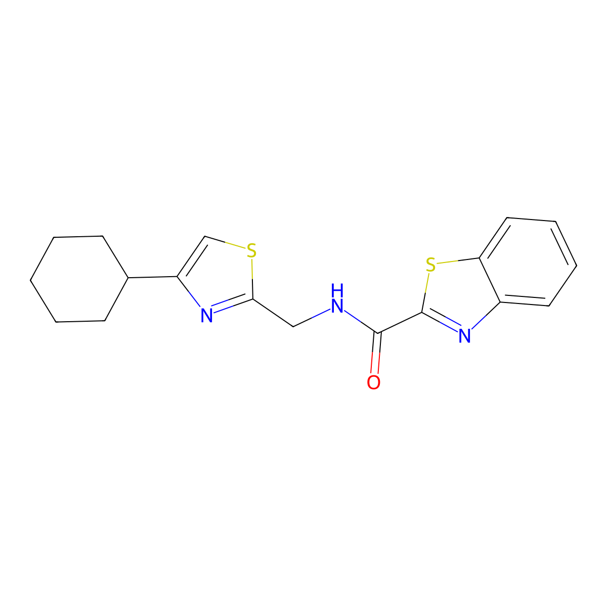 N-((4-cyclohexylthiazol-2-yl)methyl)benzo[d]thiazole-2-carboxamide molecular structure, CAS 2034400-35-4
