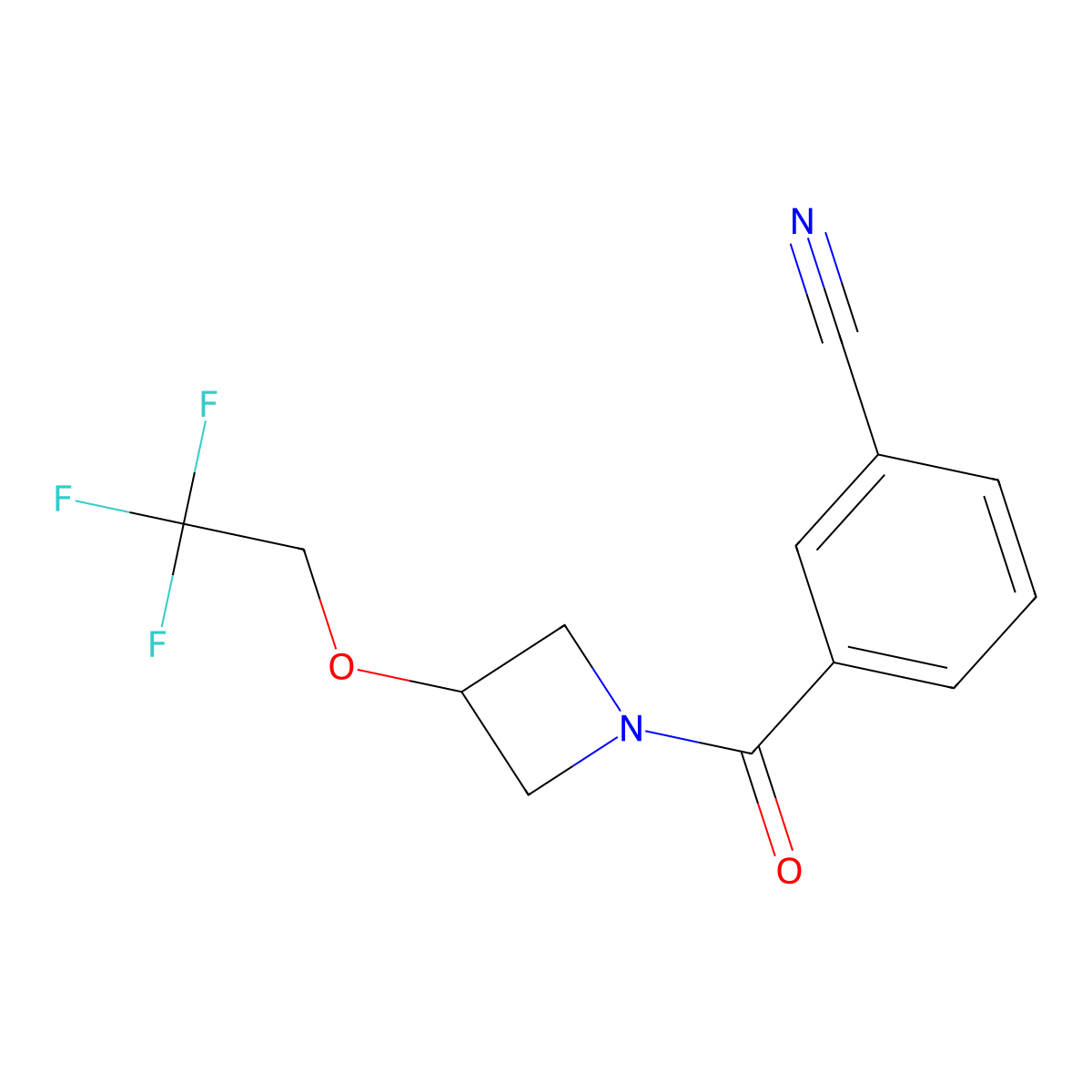 3-[3-(2,2,2-Trifluoroethoxy)azetidine-1-carbonyl]benzonitrile molecular structure, CAS 2034400-40-1