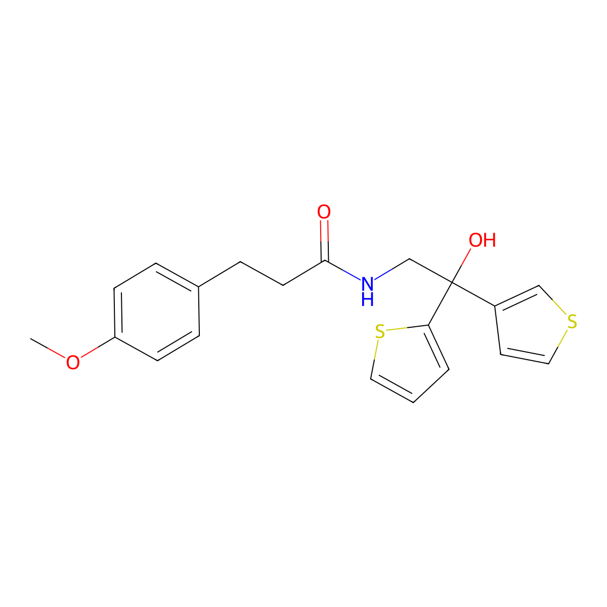 N-(2-hydroxy-2-(thiophen-2-yl)-2-(thiophen-3-yl)ethyl)-3-(4-methoxyphenyl)propanamide molecular structure, CAS 2034400-47-8
